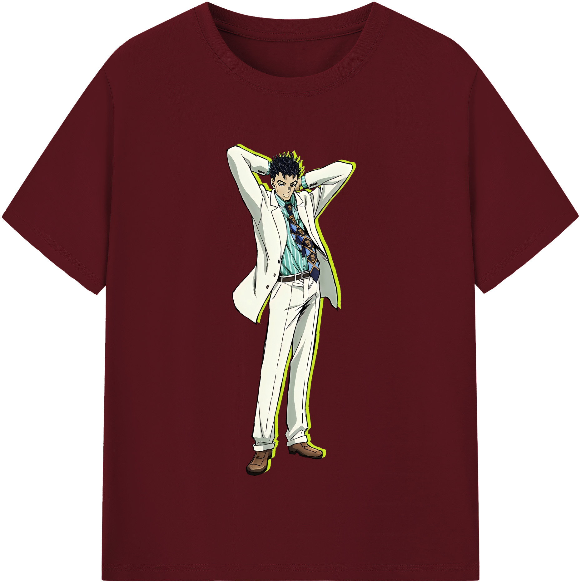 （画像用） ジョジョの奇妙な冒険 きら よしかげ JoJo's Bizarre Adventure Kira Yoshikage 綿100％半袖Tシャツ（フロントプリント）